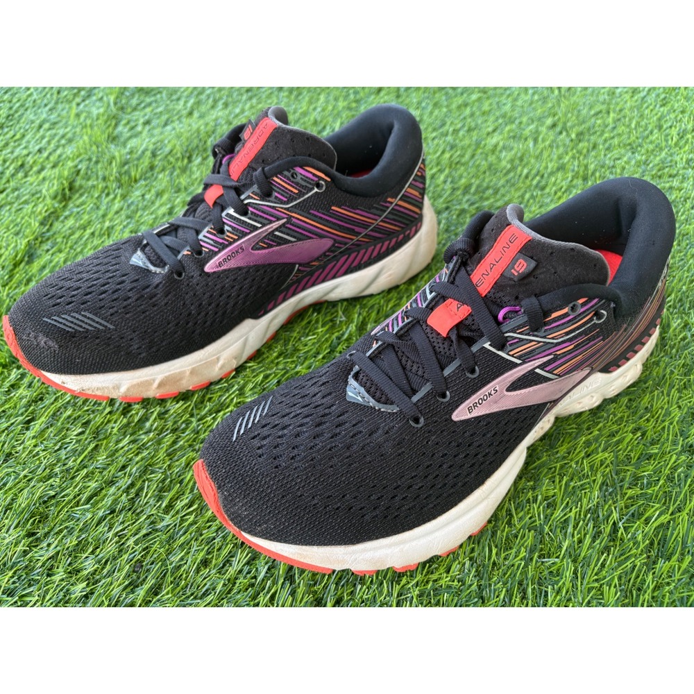 Brooks Adrenaline GTS 19 Womens 10.5 Narrow 2A Black Purple Running Shoes 120284